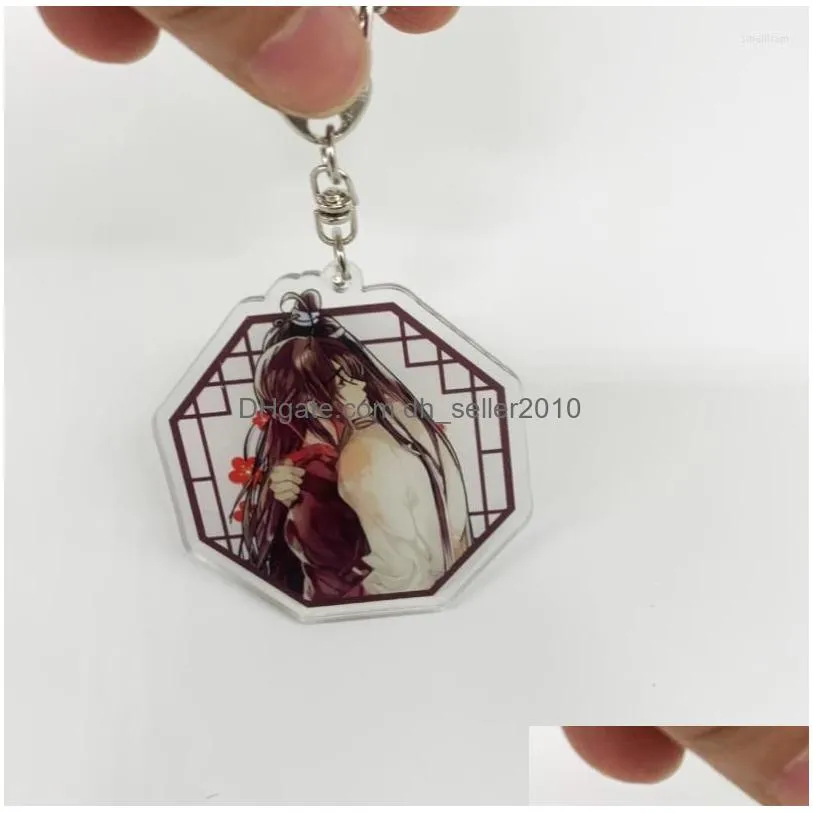 keychains anime keychain dao zu shi wei wuxian lan wangji acrylic keyring strap figure hanging accessories 6cm