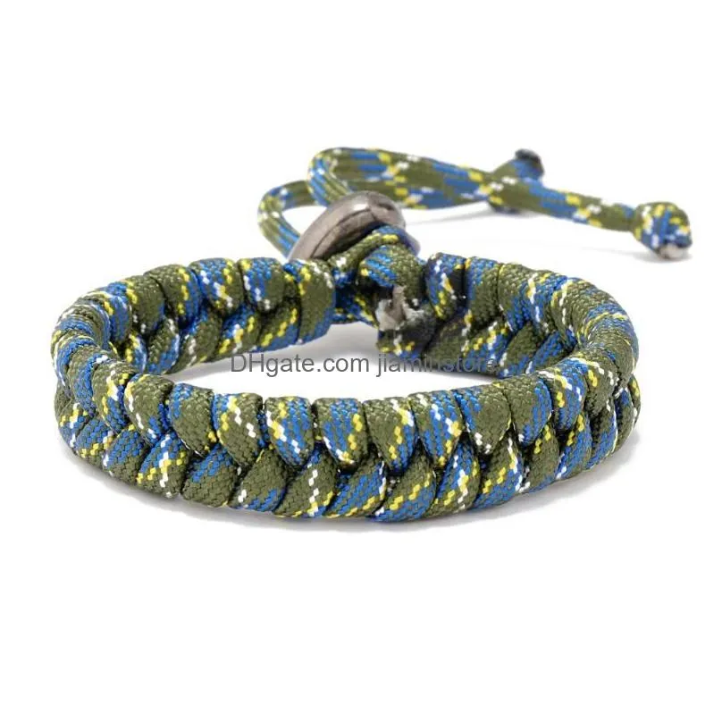 strand men bracelets adjustable survival paracord rope wrap bangles camping hiking outdoor accessories bracelet gift