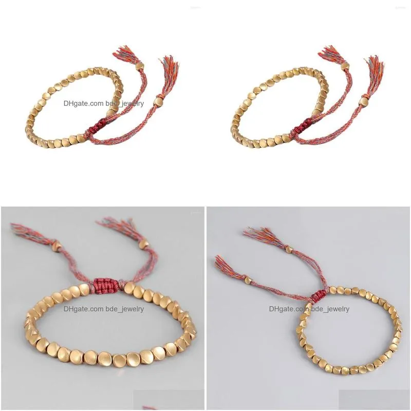 link bracelets handmade tibetan buddhist braided cotton copper beads lucky rope bracelet bangles for women men thread religion