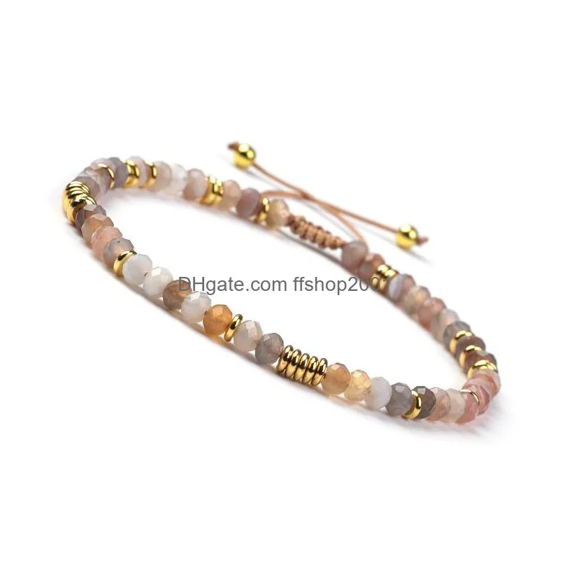strand brass spacer morganite apatite malachite natural stone bead bracelet adjustable handmade