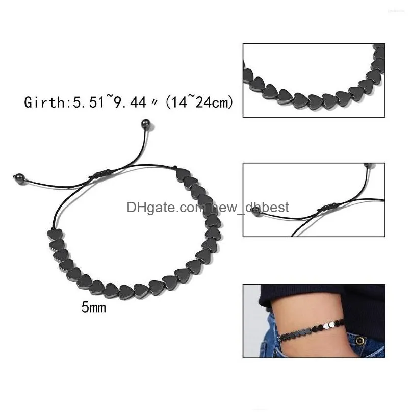 strand selling creative love flat beads round black gallstone handwoven bracelet personality adjustable