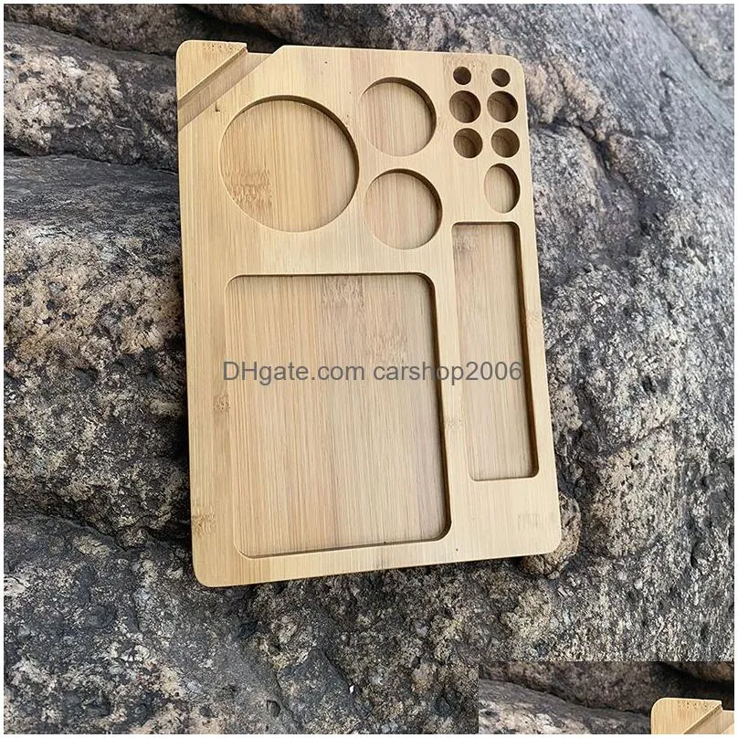 natural wood rolling tray portable household smoking accessories with groove exquisite square tobacco roll trays cigarette
