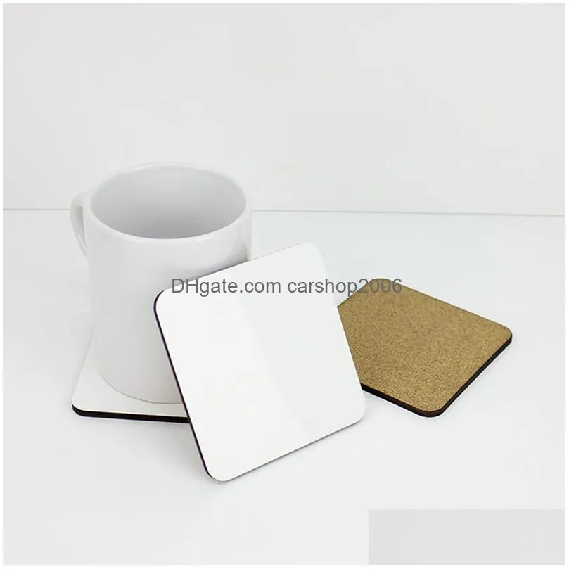 sublimation blank wooden cup mat square heat transfer diy coaster home desktop decoration gift supplies 10cm