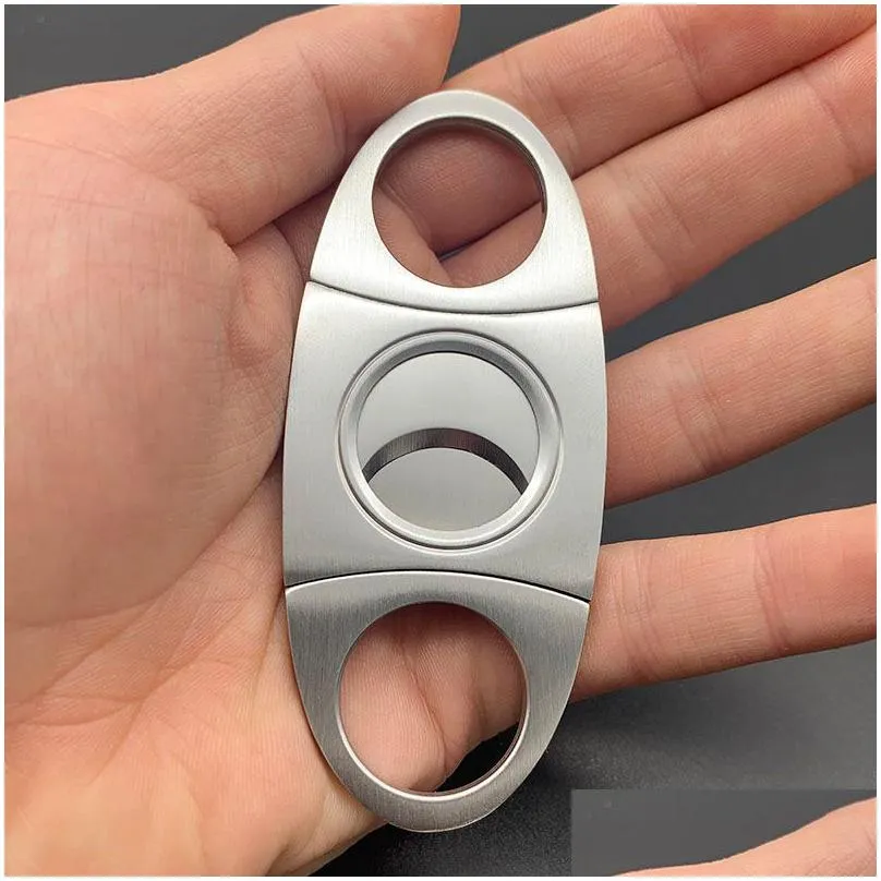 cigar tool accessories stainless steel metal cigar cutter portable double blades guillotine cigars scissors cigares cut device knife fathers day gift