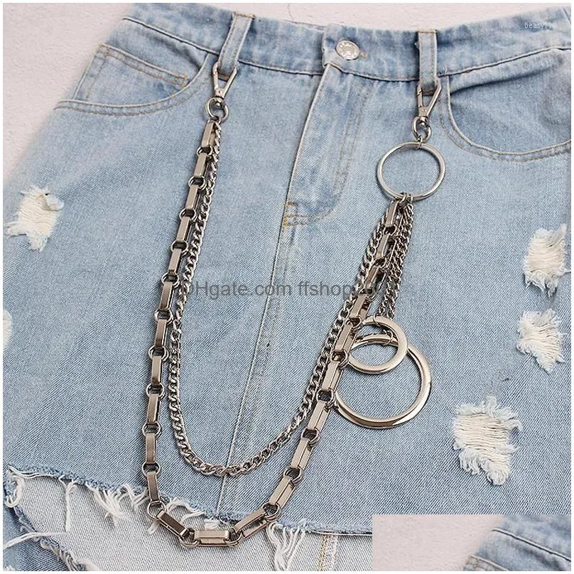 keychains 2023 long metal wallet belt chain rock punk trousers hipster beads keychain ring clip keyring hiphop jeans accessory