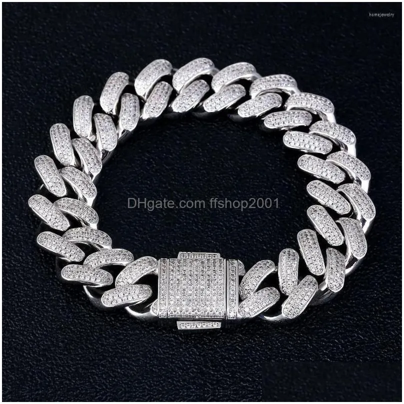 link bracelets dnschic hip hop bling cuban bracelet 12mm gold iced out chain mens cz for men women jewelry