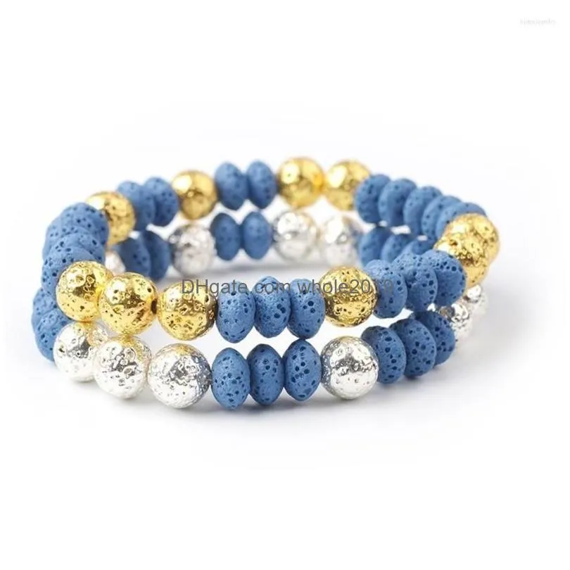 strand fashion charms women bracelets 8mm original natural stone volcanic rock candy colors bead bracelet bohemian jewelry beach boho