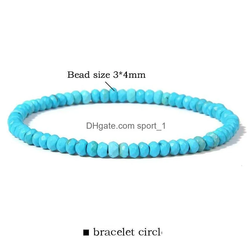 strand beaded strands fashion women bracelet 3x4mm small faceted natural stone turquoises beads energy bracelets quartz jewelry female