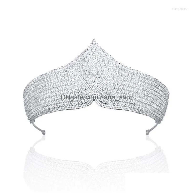 hair clips myfeivo luxury full zircon large crown for bridal wedding elegant bridesmaid diadem women accessory hq0585