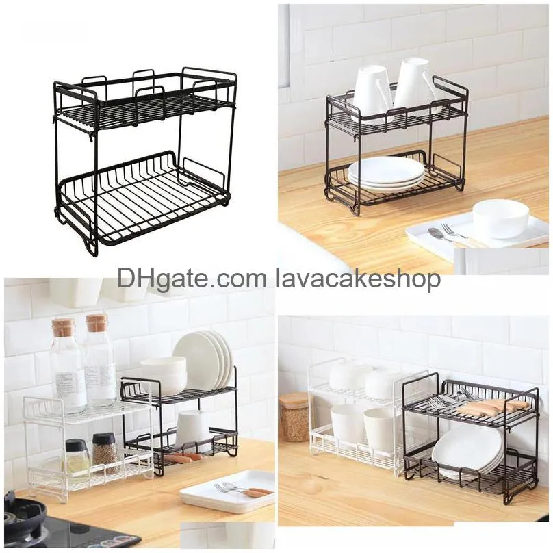 kitchen storage organization manufacturers doublelayer iron art drain paint spice rack organizer for countertop