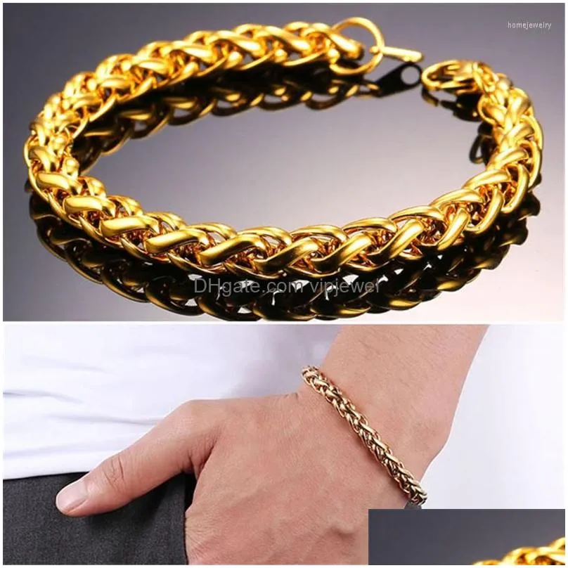 link bracelets collare twisted bracelet stainless steel men jewelry gold/black color wholesale hiphop h215