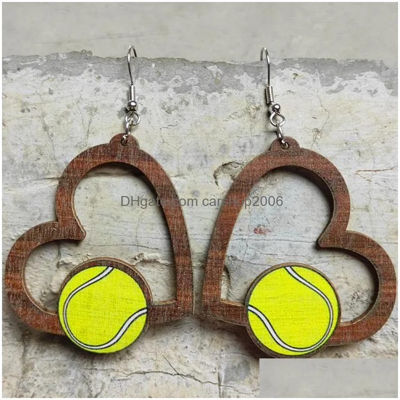 heart earrings charm football basketball soccer pendant earring studs fashion accessories