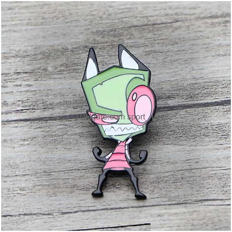 k99 cartoon alien funny metal enamel pins and brooches for backpack/bag badge denim brooch collar jewelry 1pcs