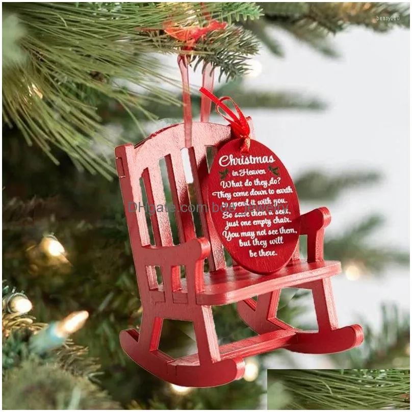keychains christmas in heaven memorial ornament keychain red chair commemorative jewelry decor accessories wooden holiday gift