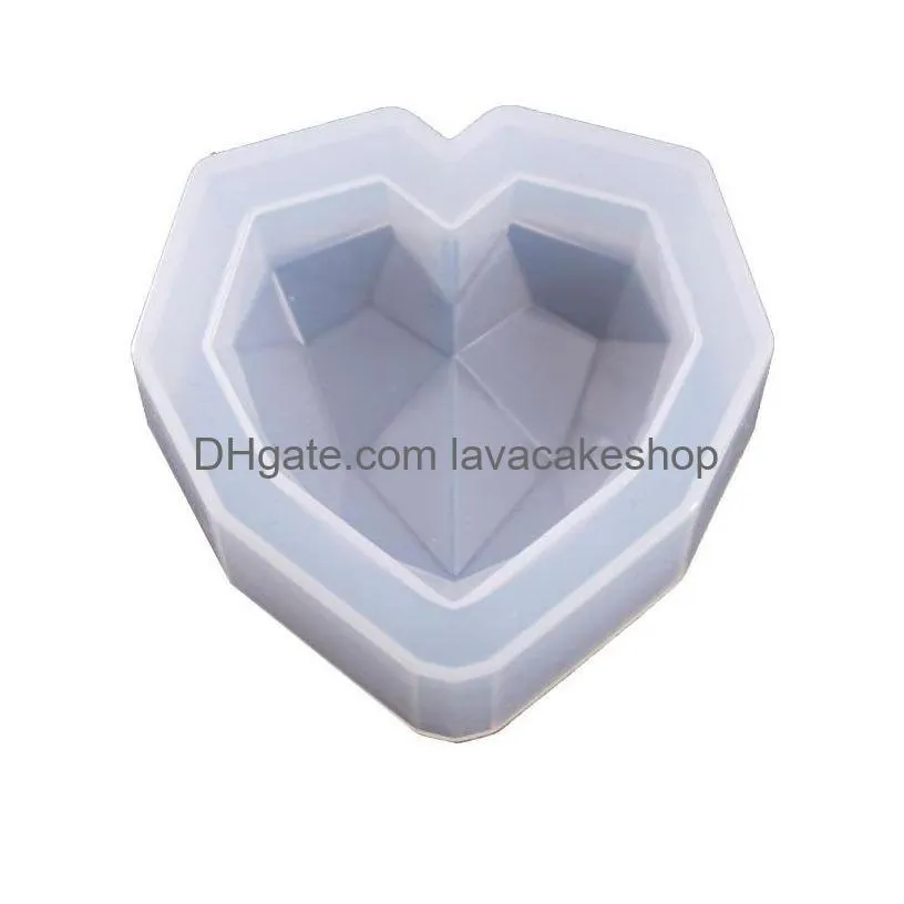 1pcs 3d love heart design silicone cake mold diamond soap moulds diy car pendant gypsum plaster hearts mold handmade candle molds 20220221