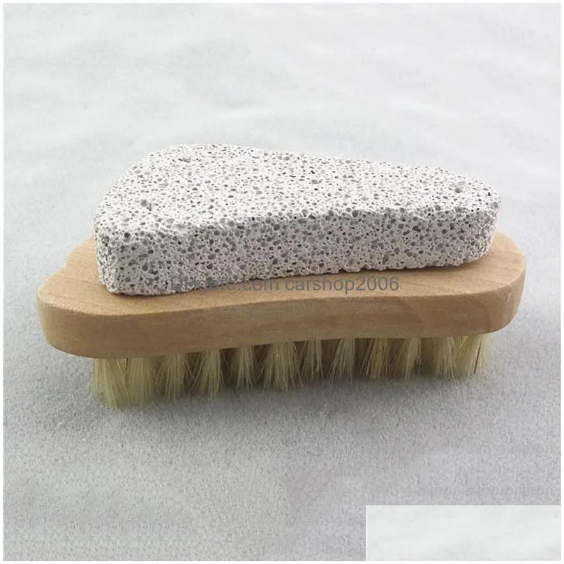 natural bristle brush foot exfoliating dead skin remover pumice stone feet wooden cleaning brushs household shower spa massager