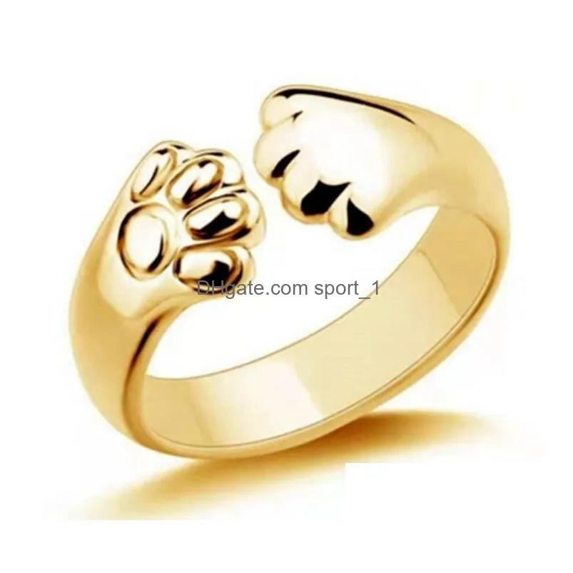 adjustable bear claws open band rings gold silver cute animal claws ring 4 colors jewelry gift for women