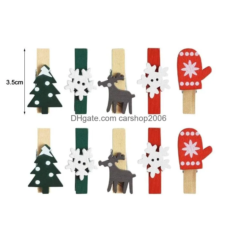 cartoon christmas wooden clips year party decoration p o wall clip diy home ornaments kids gift