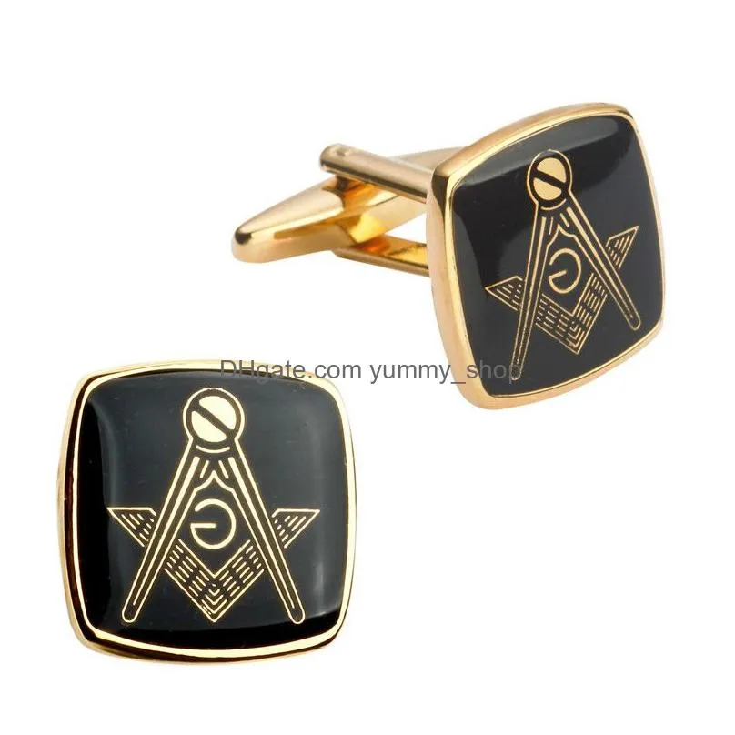 highquality copper cufflinks simple gold black bottom masonic mens suit daily accessories gifts french shirt square cuff links