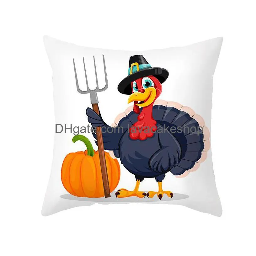 thanksgiving pillow case autumn harvest holiday turkey maple leaf cushion cover home decor 45x45cm