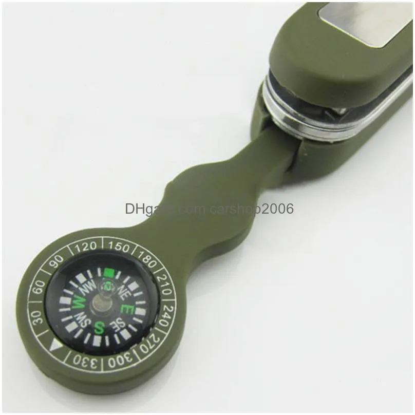 multifunctional outdoor tool party favor bottle opener keychain portable camping compass stainless steel scissors with light