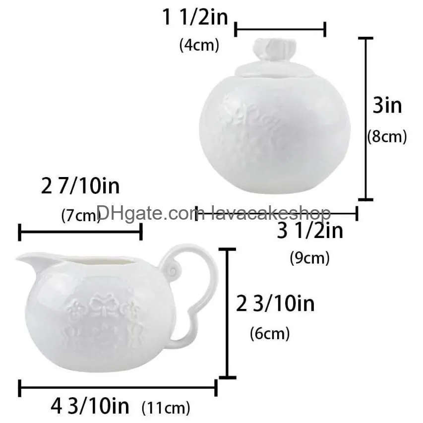 storage bottles jars ceramic white creamer and sugar set with lid sets bowl of 2