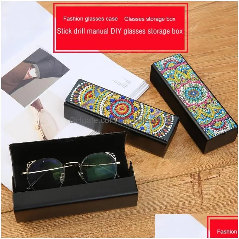 women eyewear accessories diamond painting eye glasses sunglasses storage box faux leather case diy kit decorative