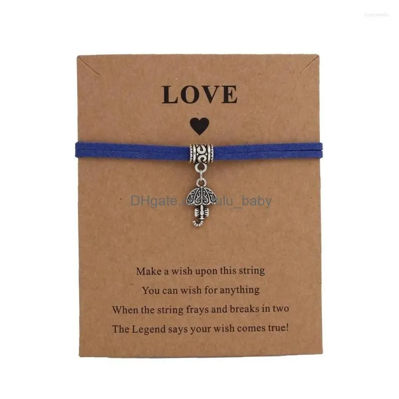 strand shiping umbrella charms wish card bracelet for women girls adjustable friendship bracelets family tree jewelry meaningful