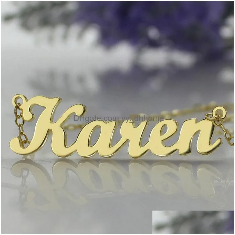 wholesale karen style name necklace gold plated over copper initials personalized jewelry customized necklace perfect