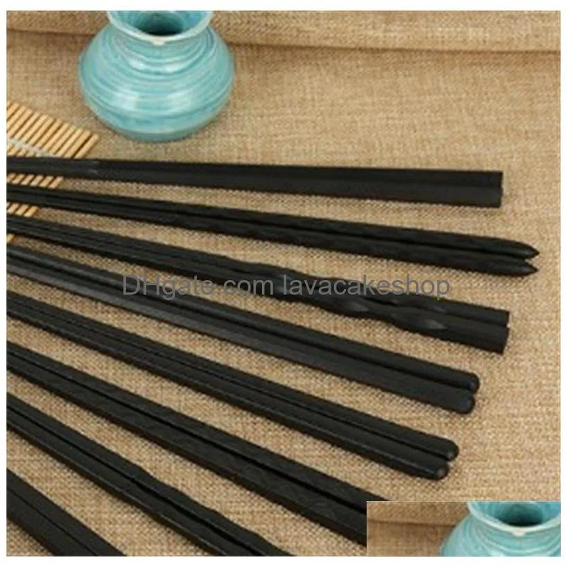 black chopsticks screw thread 1pair non slip sushi chopstick japanese chinese styles food tool kitchen ware table chinos palillos 0 7xc