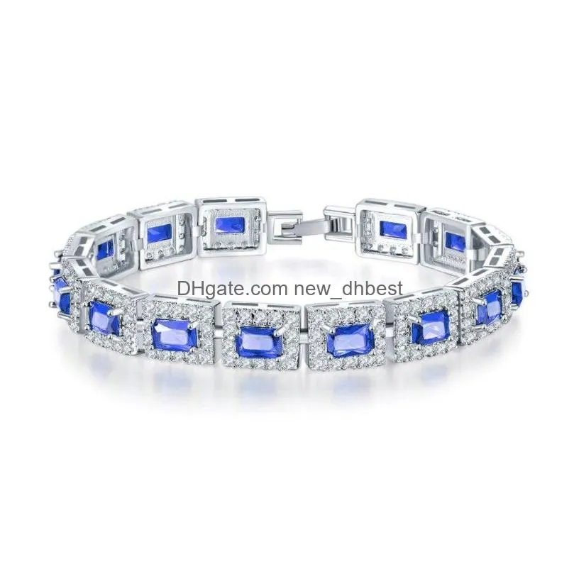 high quality european fashion jewelry mona lisa multicolored zircon bracelet for women wedding jewelry crystal from