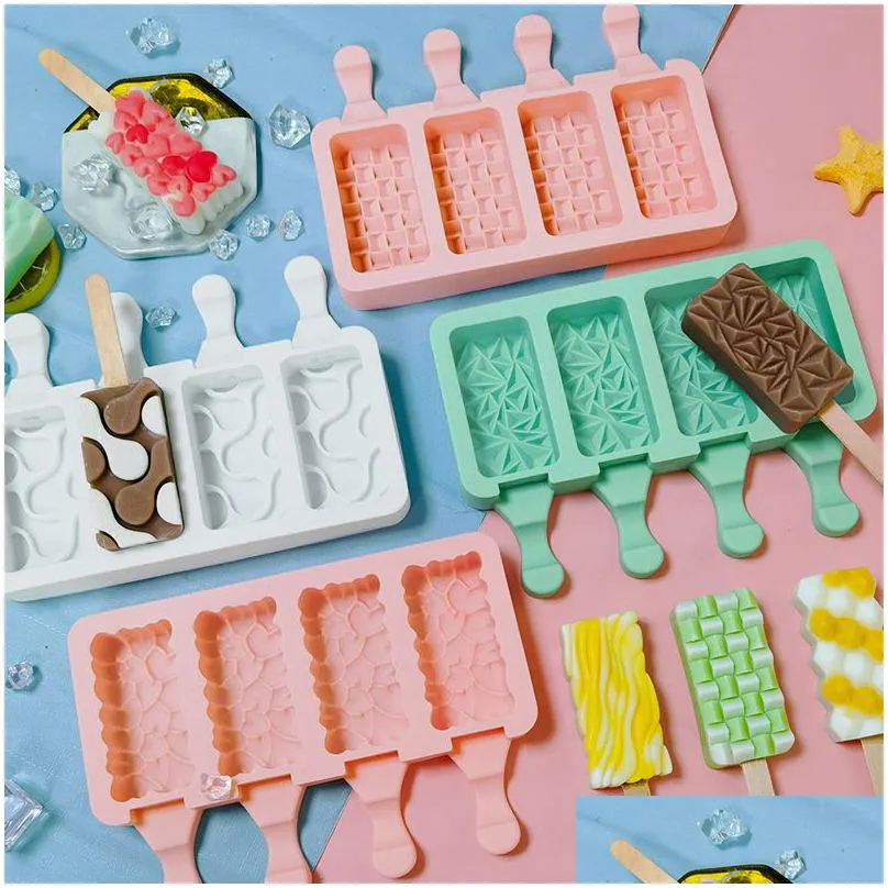 silicone ice cream mold diy cartoon animal fruit popsicle mould ice cube maker kitchen tools accessories