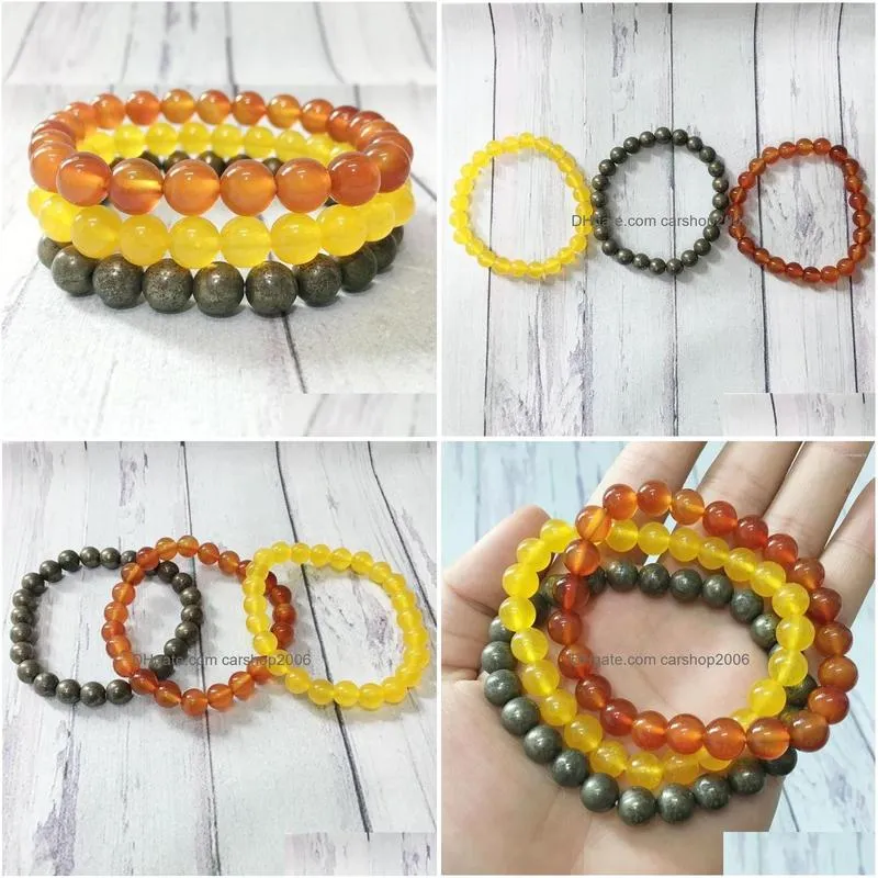 strand mg0305 8 mm natural gem stone bracelet set high quality pyrite carnelian chakra wrist mala yoga