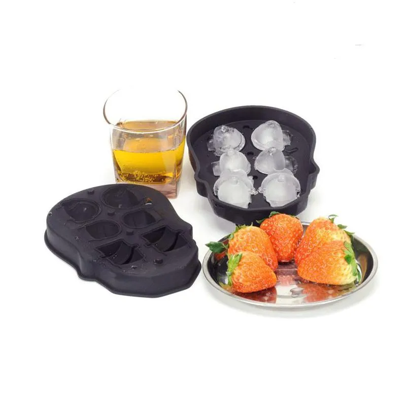 3d skullhead ice molds bar tools silicone rubber halloween fun ice ball maker for cocktails juice whiskey bourbon zer