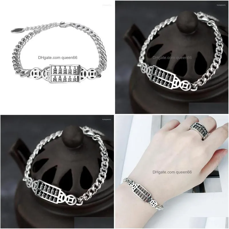 link bracelets white gold plated classical and ethnic style fine calculation abacus bracelet womens bead hollow personality ornament