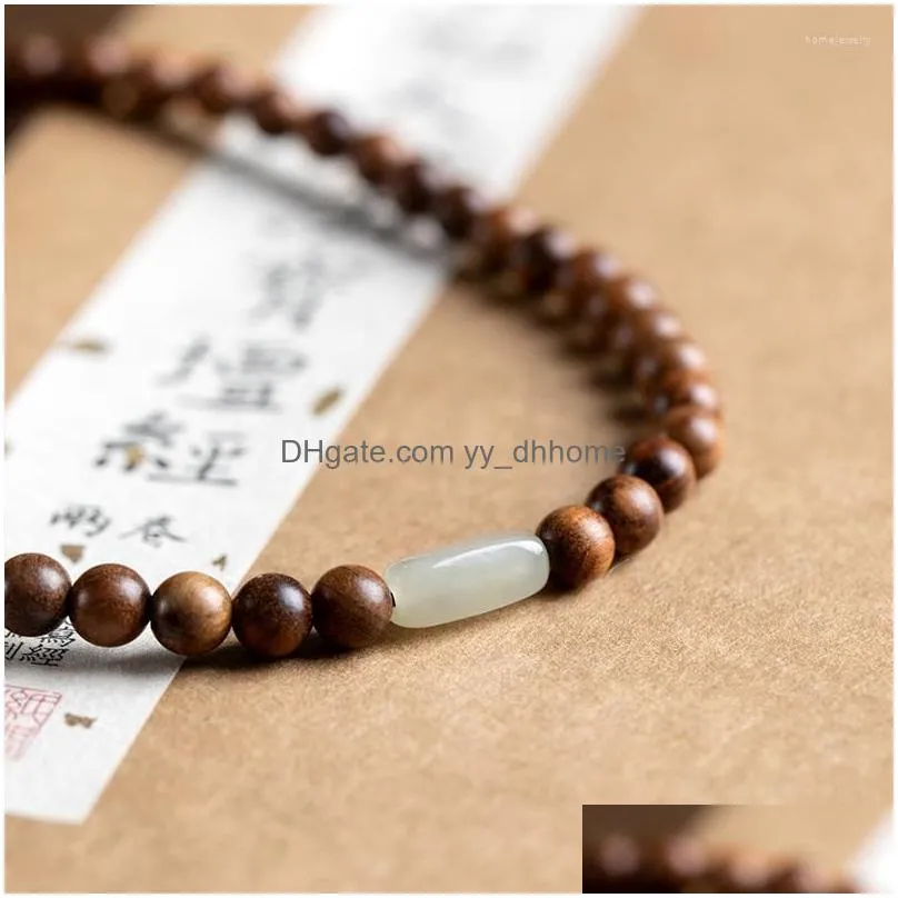 strand original design of vietnamese yellow rosewood beads bracelet hetian jade simple multi loop