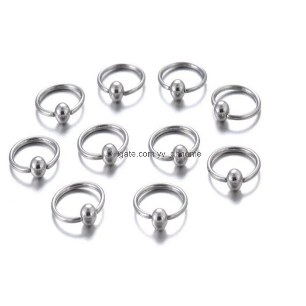 10pcs/set nose ring piercing body jewelry steel hoop ring closure for lip ear nose silver plated ball body jewelry