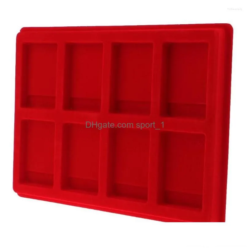 jewelry pouches 8 grid velvet frame series display tray coin holder for ngc box red