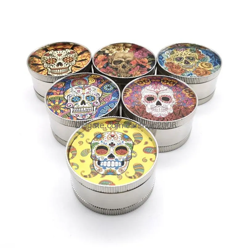 metal herb grinder creative skull pattern household smoking accessories 3 layer manual tobacco grinders