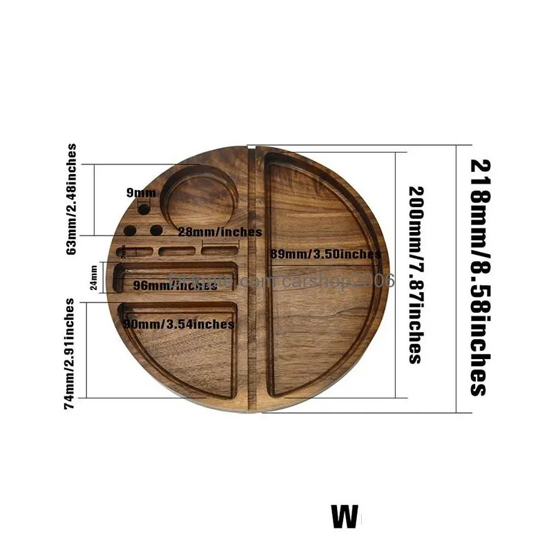 round shape wooden rolling tray household smoking accessories with groove diameter 218 mm natural wood tobacco roll trays cigarette