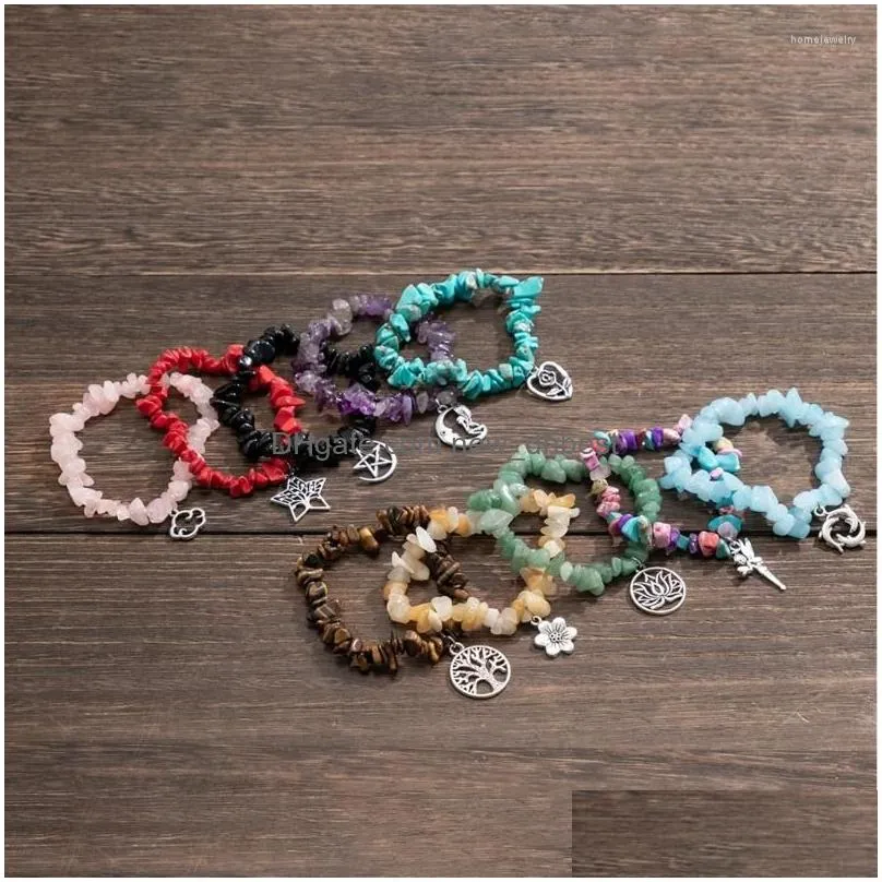 strand natural stone beads yoga healing bracelet jewelry for women men friend gift dropship