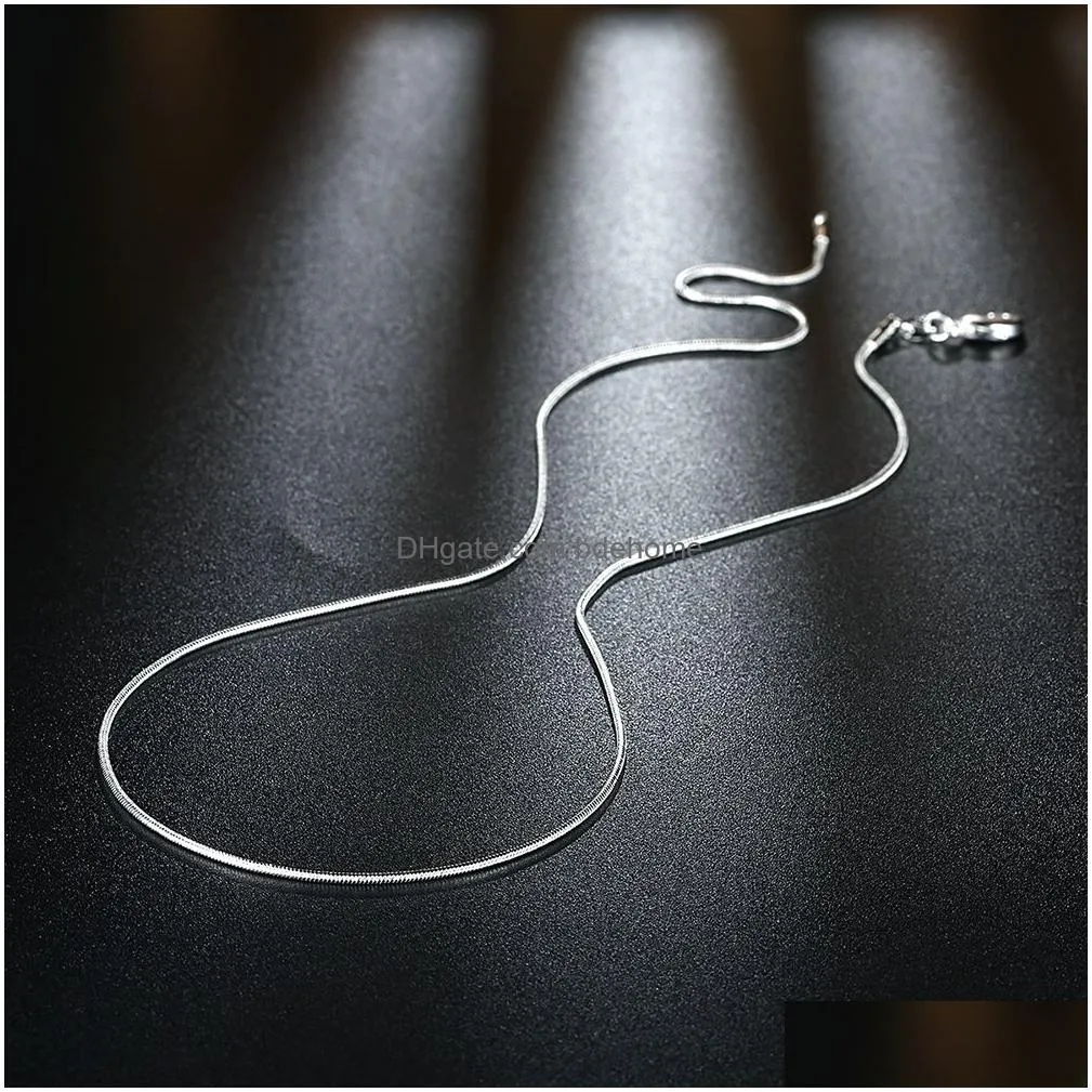 wholesale 2016 silver necklace1mm 16 18 20 22 24 inches lobster clasp silver snake chain necklace for women men statement necklace