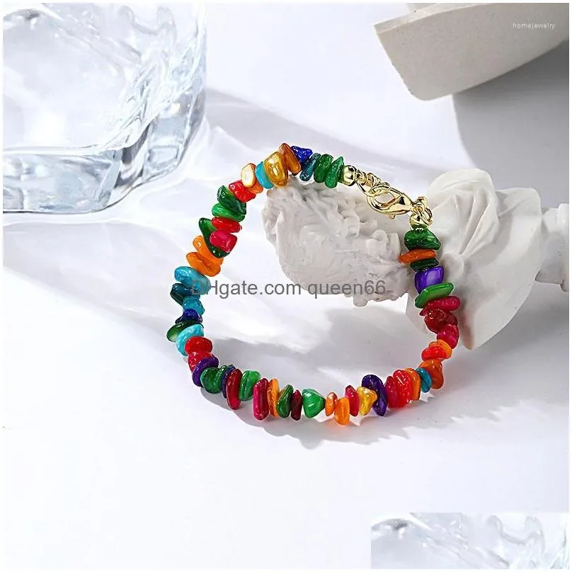 strand irregular natural crystals stone bracelet stretch chips beads rope for women men charm bangles couple jewelry