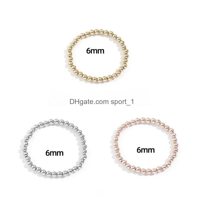 strand 6mm 8mm 10mm gold color beads bracelet for women trendy statement big round beaded handmade 3pcs/set fashion jewelry