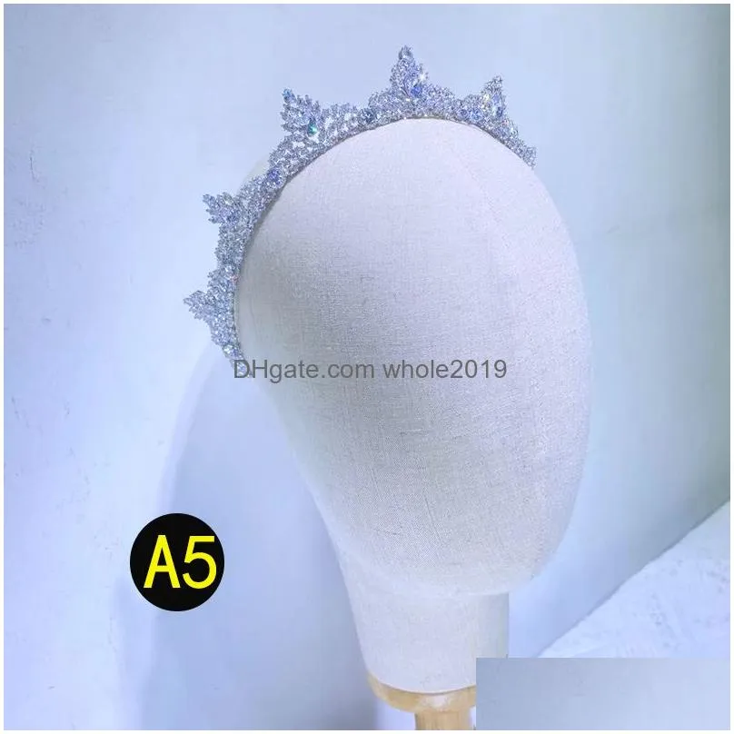 hair clips asnora fashion cz bridal crown wedding accessories geometric shape long crystal headband prom banquet tiara a01388
