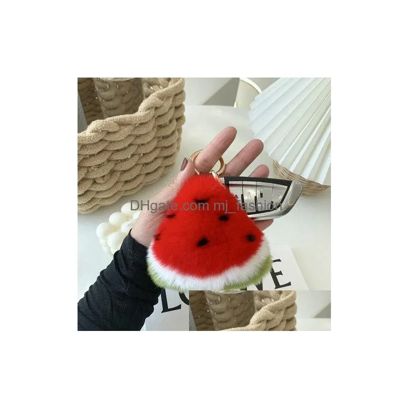 keychains ins cute high grade watermelon key chain pendant rex hair car bag hanging gift doll