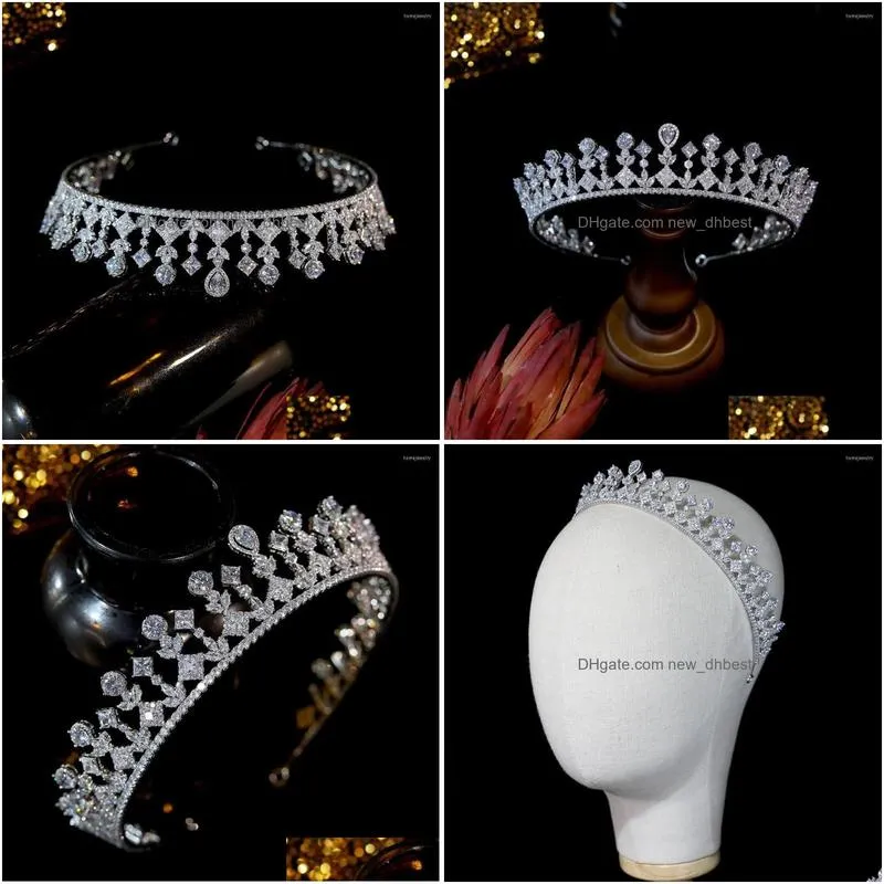 hair clips wedding bride silver tiara zircon bridal headband headpiece women accessories crown jewelry