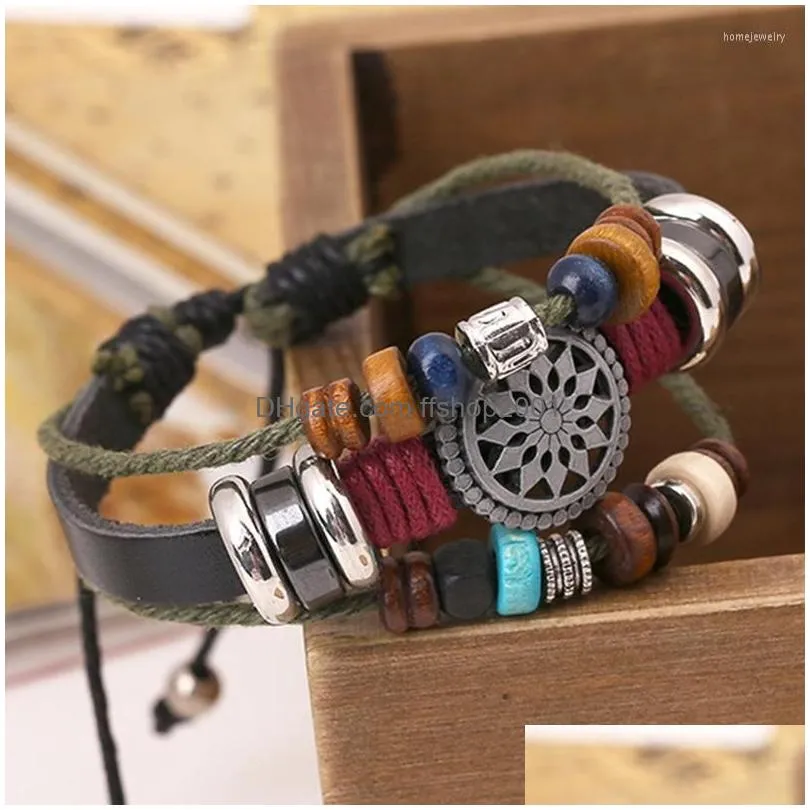 strand fashion bracelet jewelry vintage punk bead leather for men women rope chain bracelets boyfiend gifts accessories