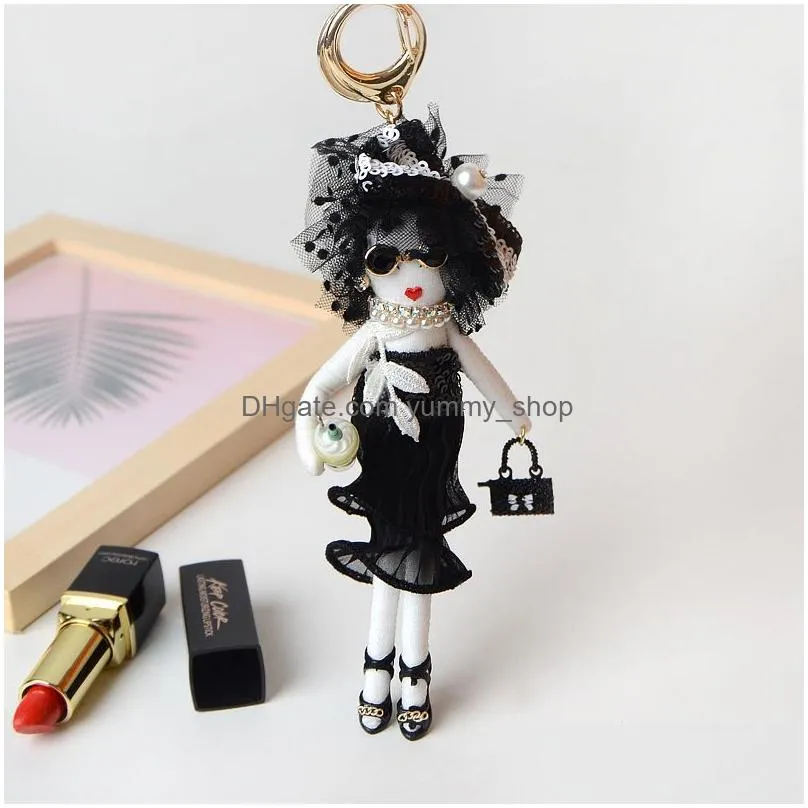  doll lady cute women keychain car pendant girls handmade statement fashion jewelry bag key chains key ring