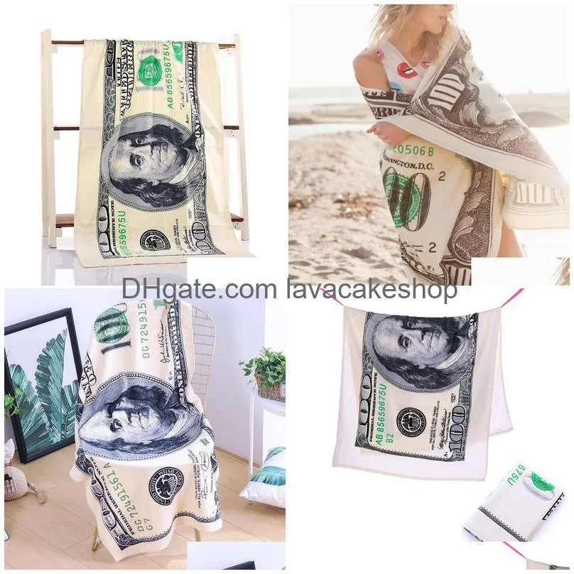 towel 70x140cm dollar  printed beach towels decorations textile home washable summer